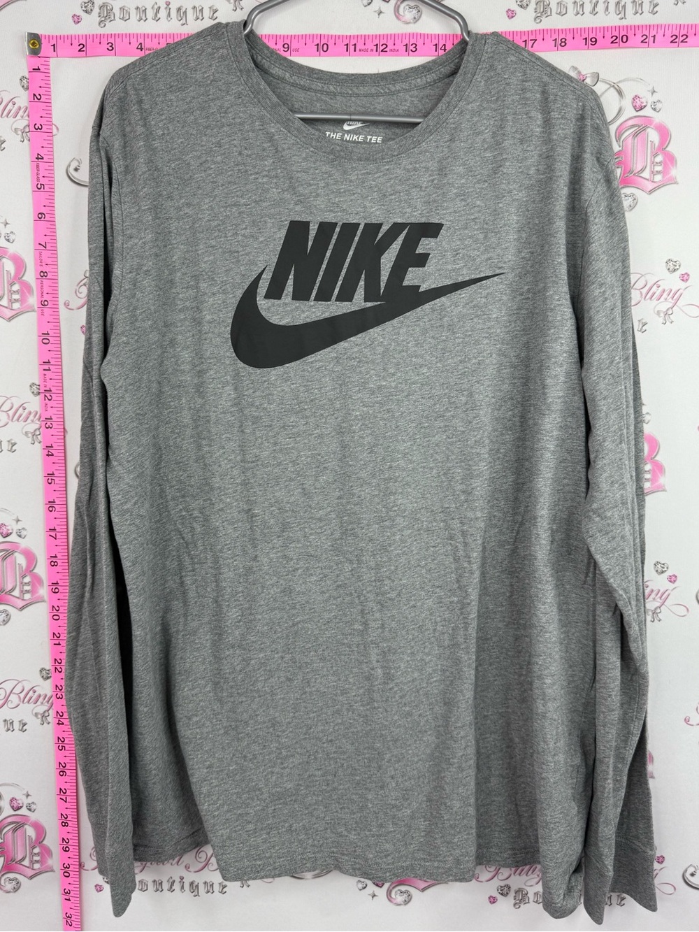 Nike long sleeve shirt black Gray Long Sleeve Tee with Black Swoosh Logo